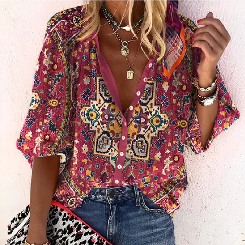 AYELIN™ | VINTAGE BUTTON BLOUSE 