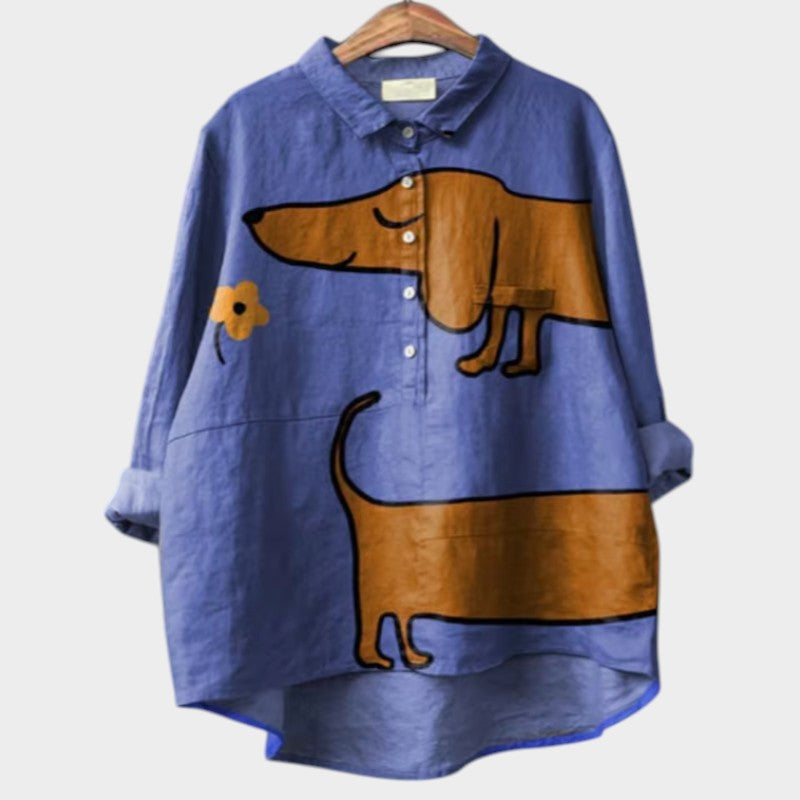 Ella - Exclusive Women's Blouse with Dog Print