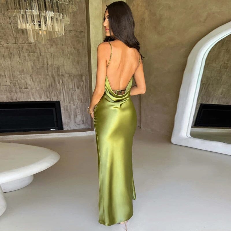 SOPHIE | SATIN SPAGHETTI STRAP MAXI DRESS 