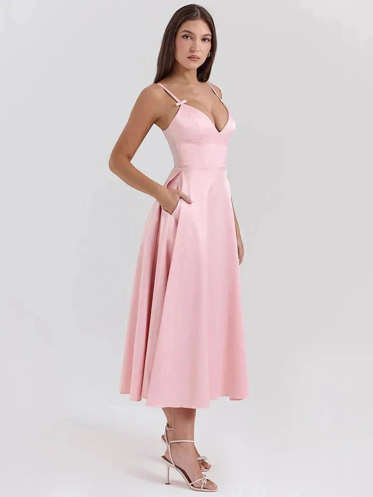 ELISE | SATIN SPAGHETTI STRAP DRESS 